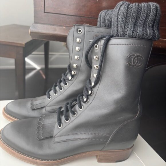 Chanel Sock High CC Combat Boots - Picture 2 of 8